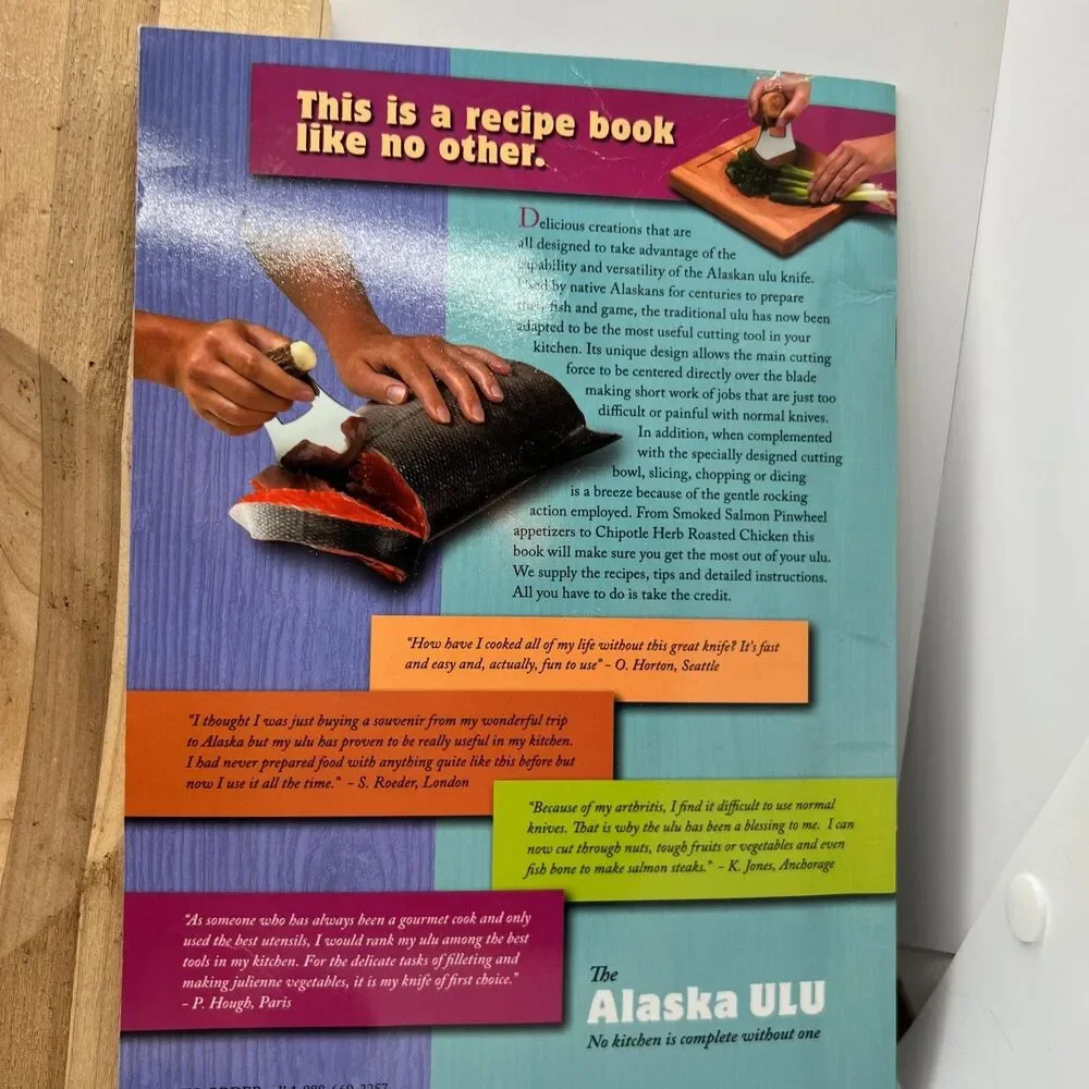 ulu knife and cookbook alaska wood board
